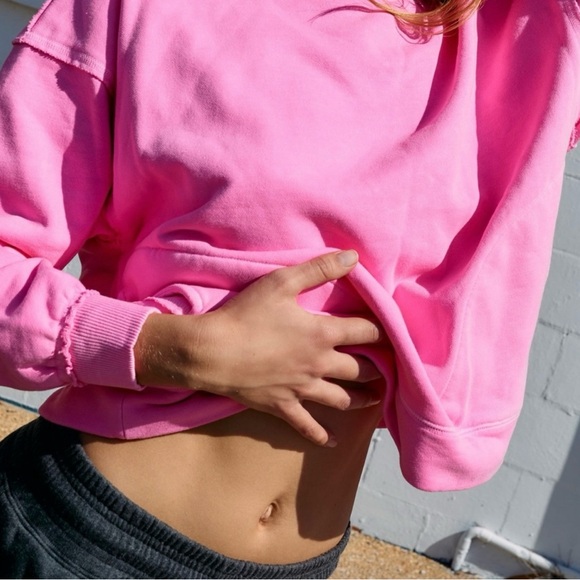 NWT Free People Movement Metti Crew Neck Oversized Sweatshirt Pink Extra Small - Picture 2 of 8